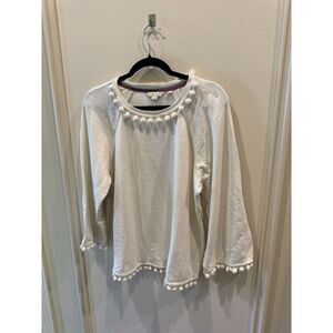 Boden White Long Sleeve Size 14 With Baubles Sweater